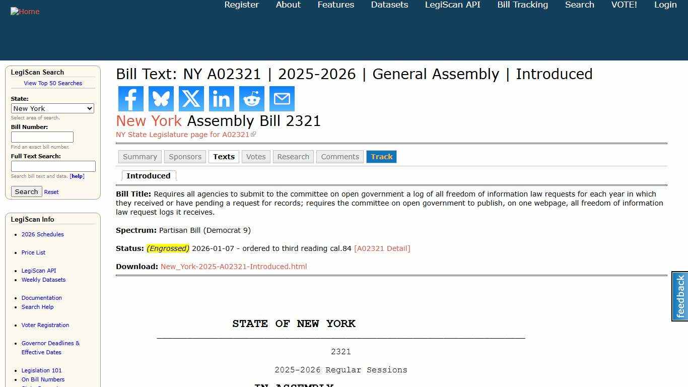 Bill Text: NY A02321 2025-2026 General Assembly Introduced LegiScan